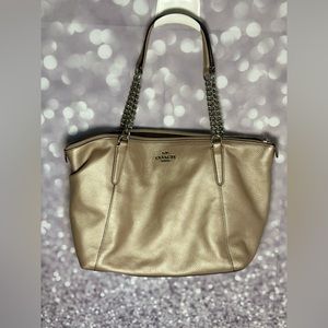 Authenticated Gold Coach Tote